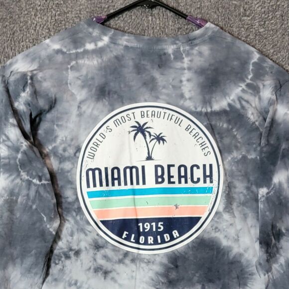 Miami Beach T-Shirt Mens XL Gray Tie Dye Worlds Most Beautiful Beaches - Picture 2 of 11